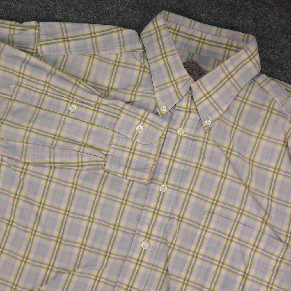 Bills Khakis Shirt Mens Large Classic Fit Pink Green Plaid Button Down Preppy